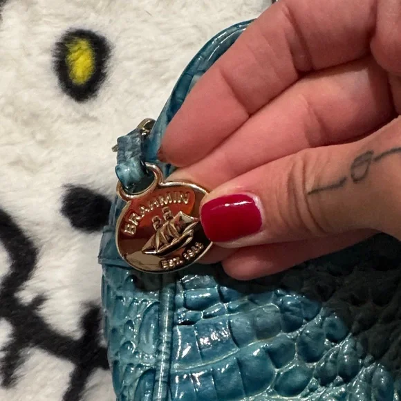 Brahmin Turquoise Embossed Shoulder Bag - Picture 6 of 7